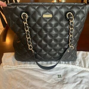 Vintage Kate Spade Quilted Black Leather Tote